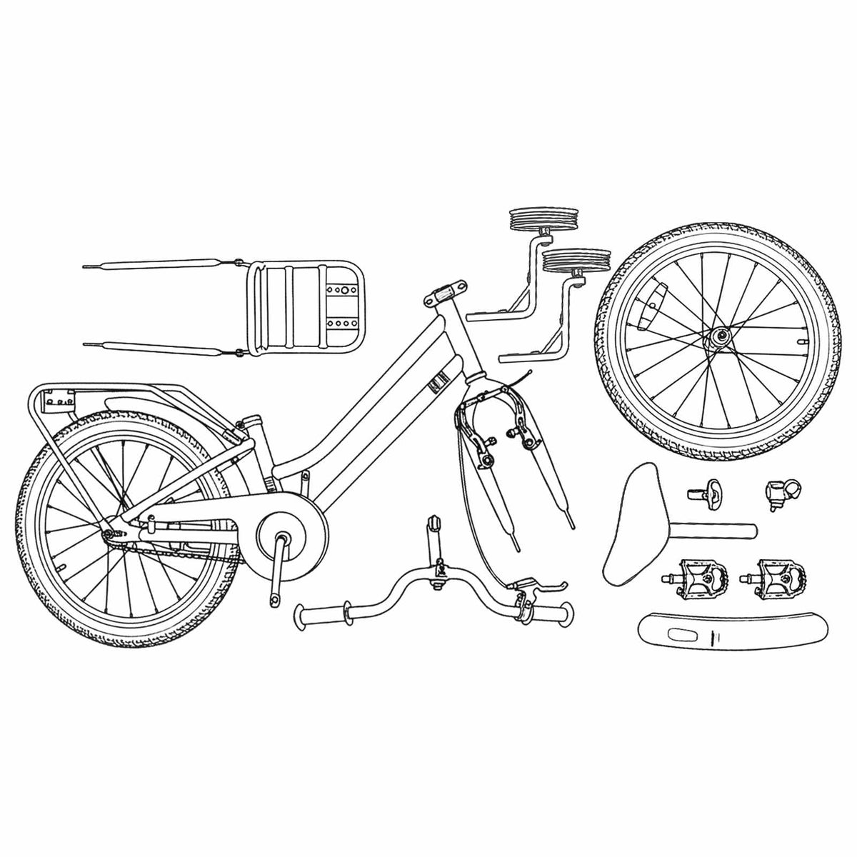 Børnecykel 16 tommer til 4-6 år gamle Sort