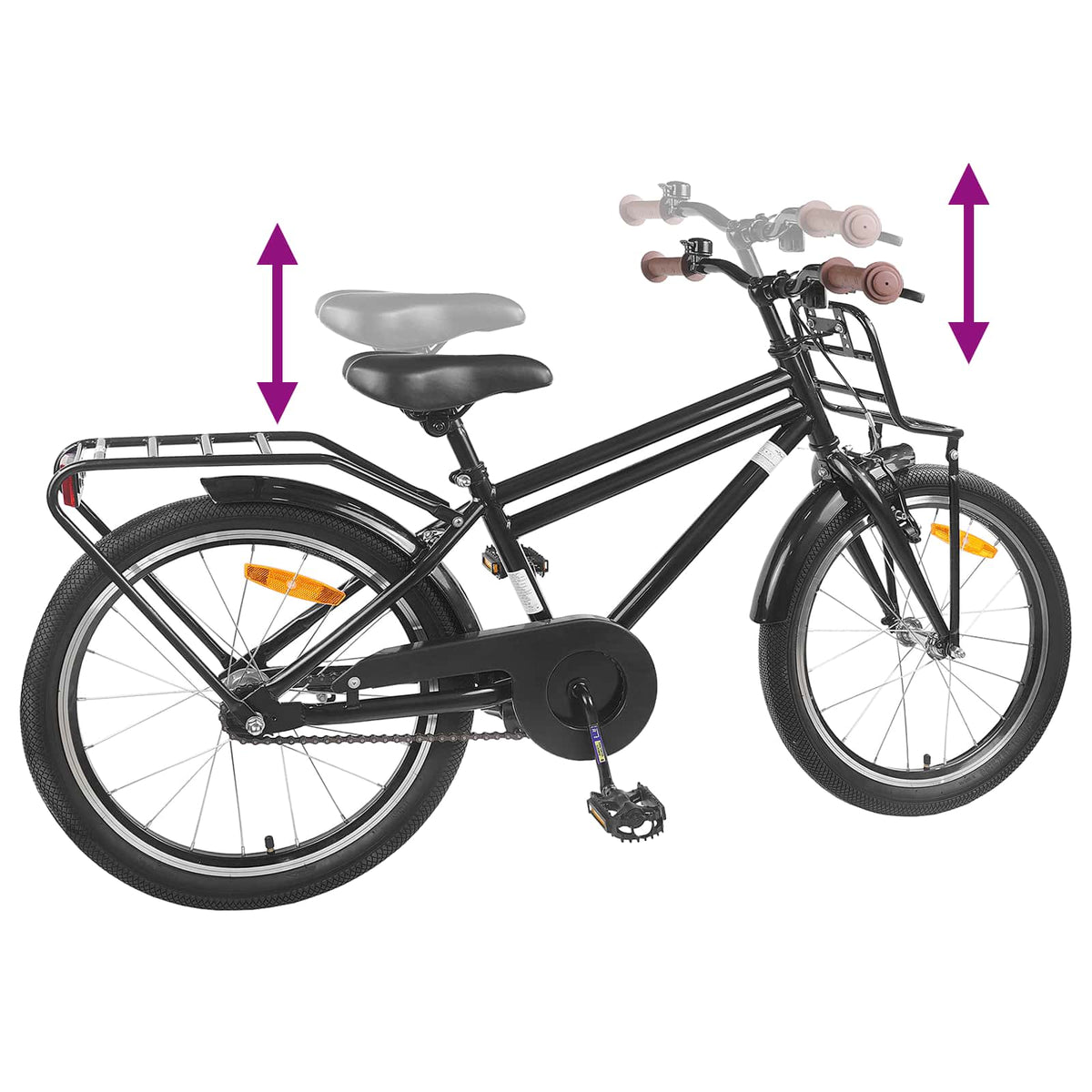 Børnecykel 20 tommer til børn i alderen 6-11 år Sort