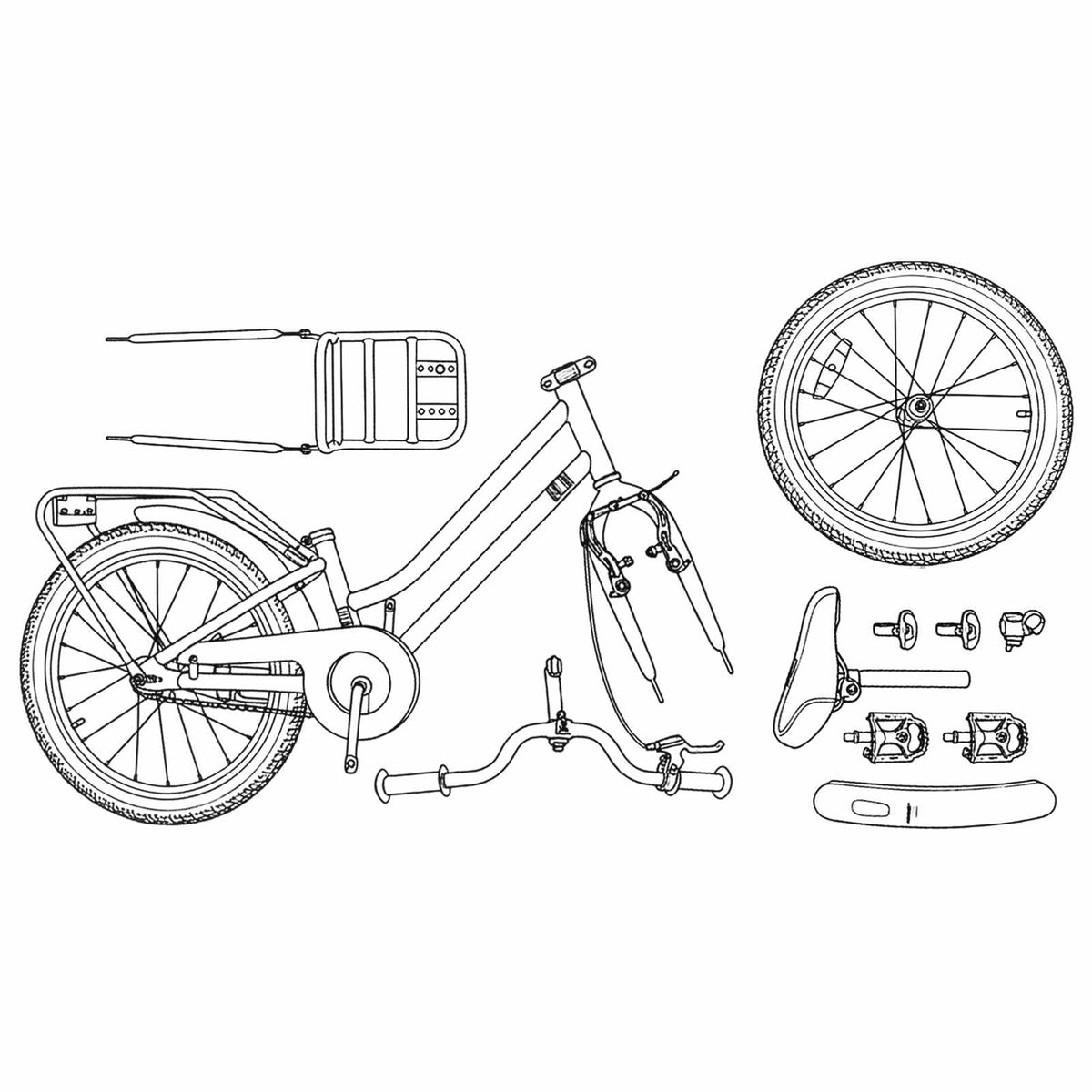 Børnecykel 18 tommer til 5-7 år gammel Mørk blå