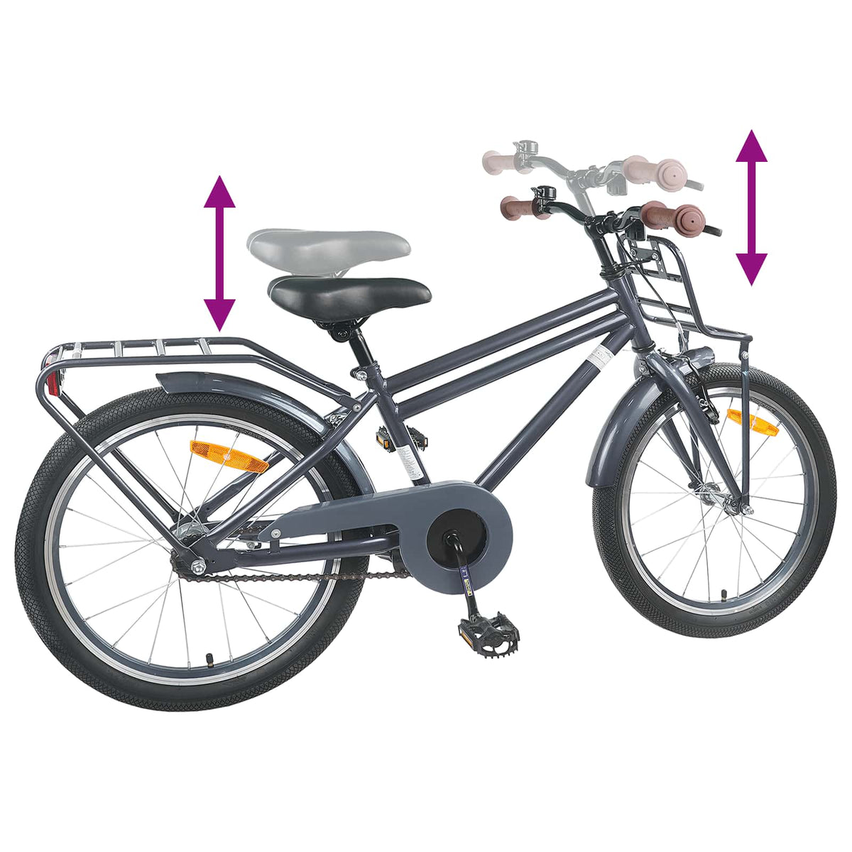 Børnecykel 18 tommer til 5-7 år gammel Mørkegrå