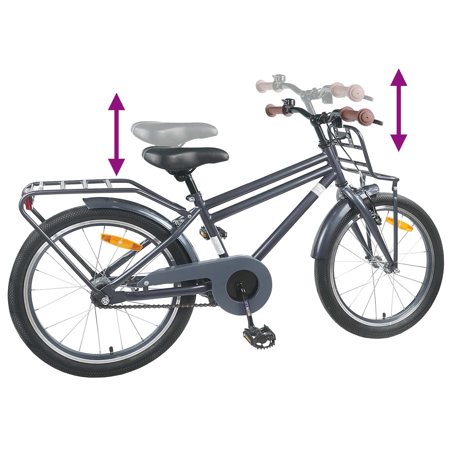 Børnecykel 20 tommer til børn i alderen 6-11 år Mørkegrå