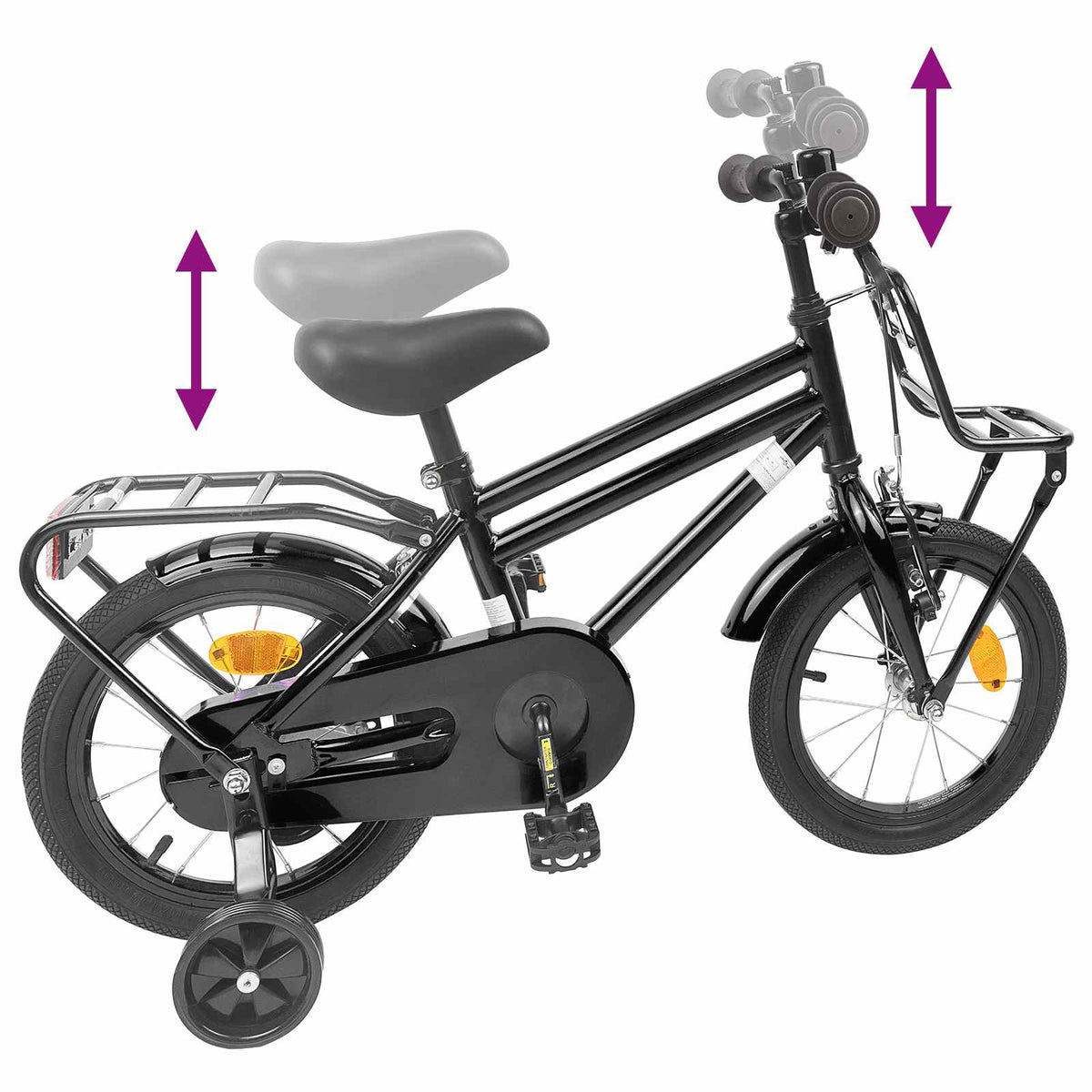 Børnecykel 12 tommer til 2-4 år gamle Sort
