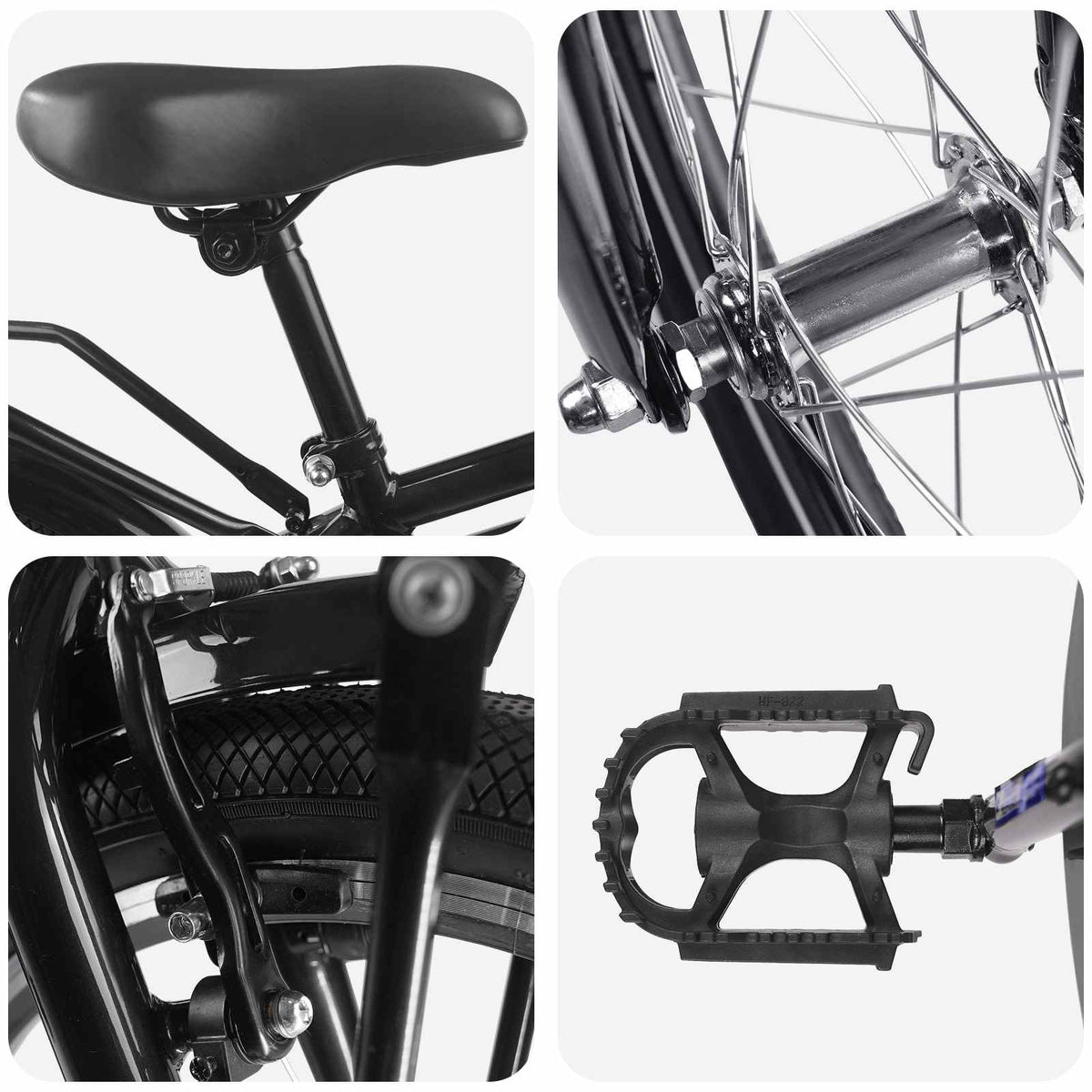 Børnecykel 20 tommer til børn i alderen 6-11 år Sort