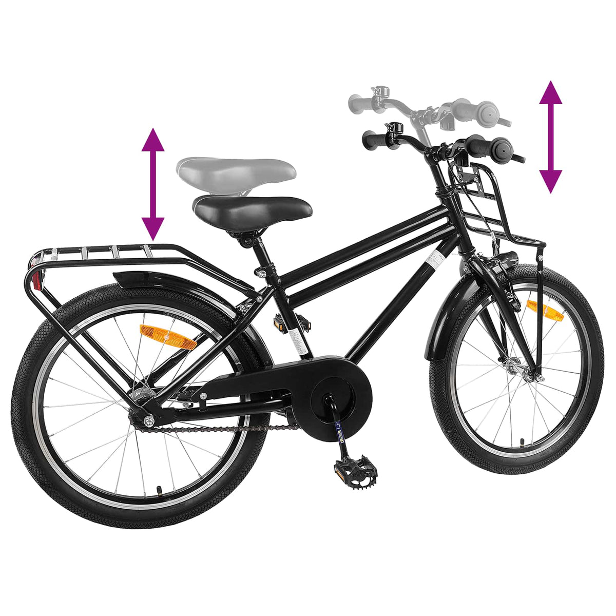 Børnecykel 20 tommer til børn i alderen 6-11 år Sort