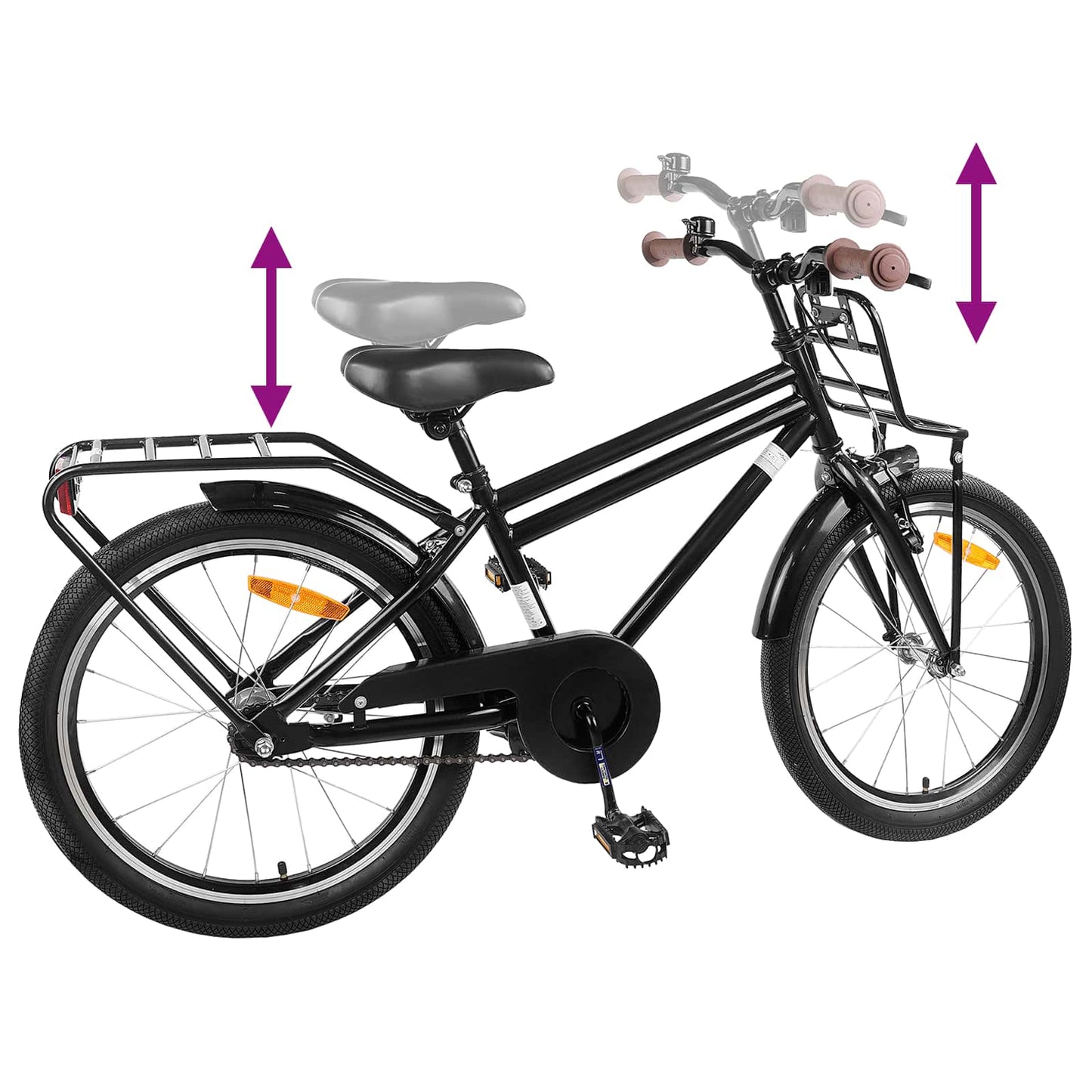 Børnecykel 22 tommer til 7-12 år gammel Sort
