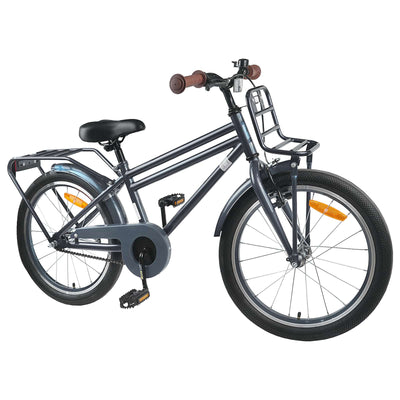 Børnecykel 18 tommer til 5-7 år gammel Mørkegrå