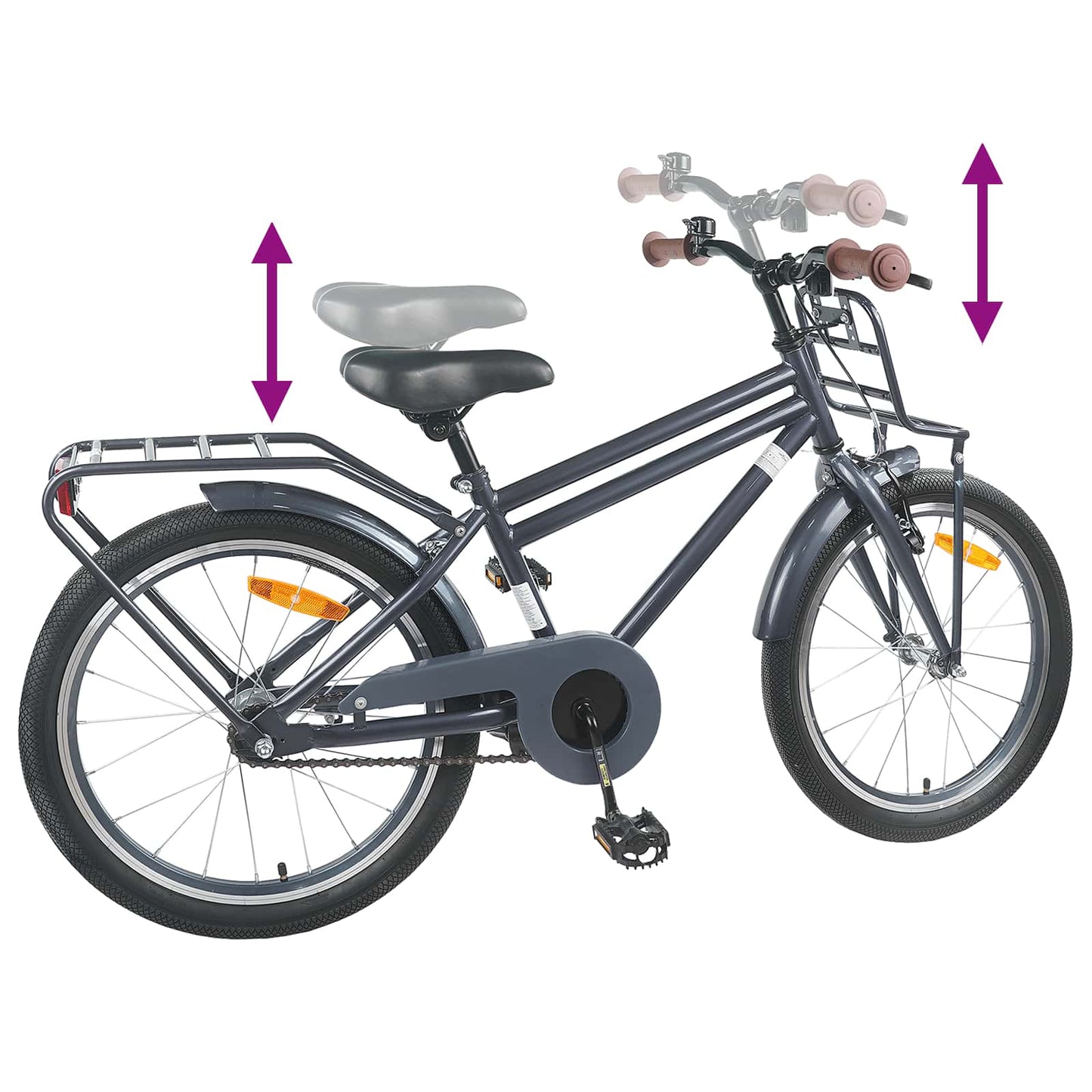Børnecykel 18 tommer til 5-7 år gammel Mørkegrå