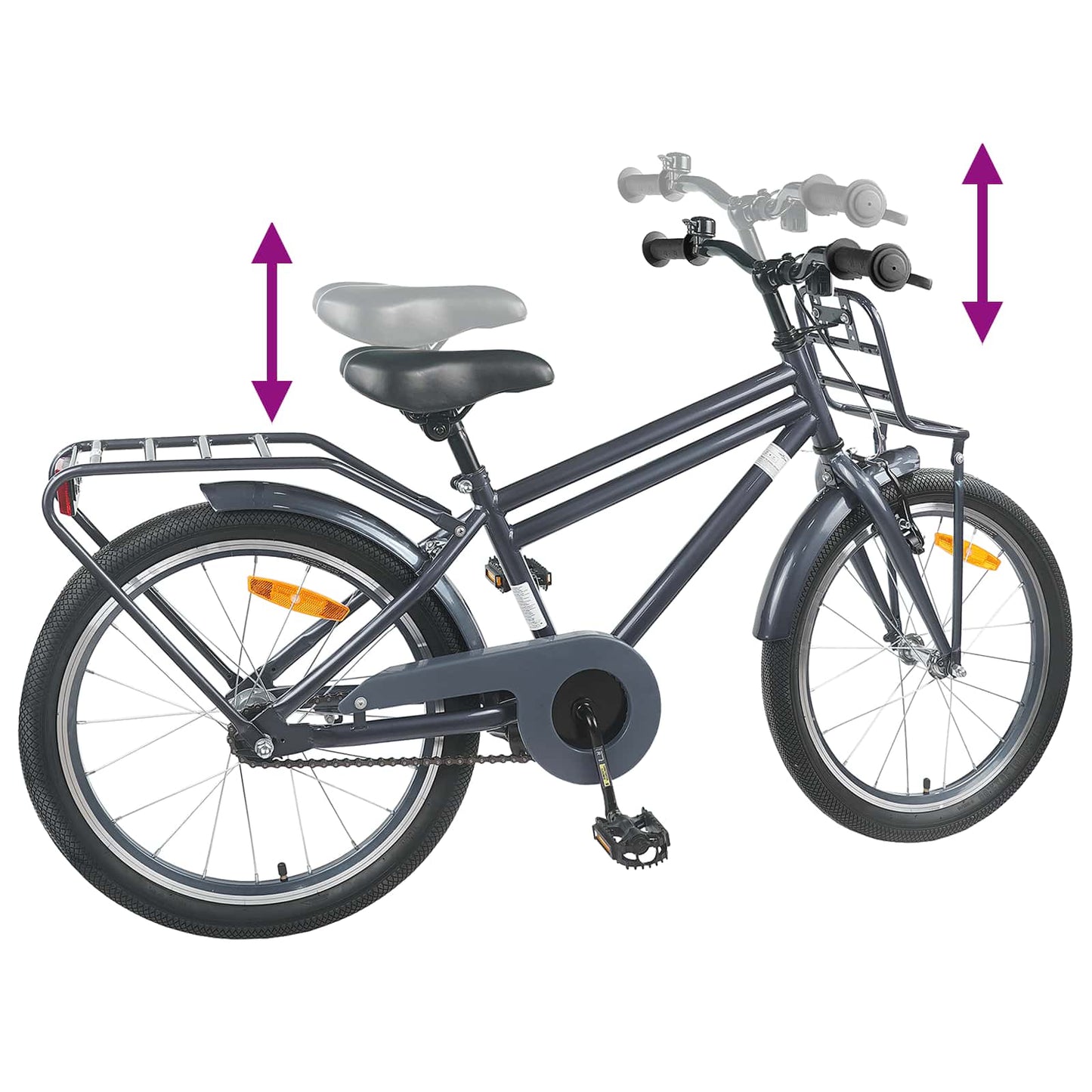 Børnecykel 20 tommer til børn i alderen 6-11 år Mørkegrå