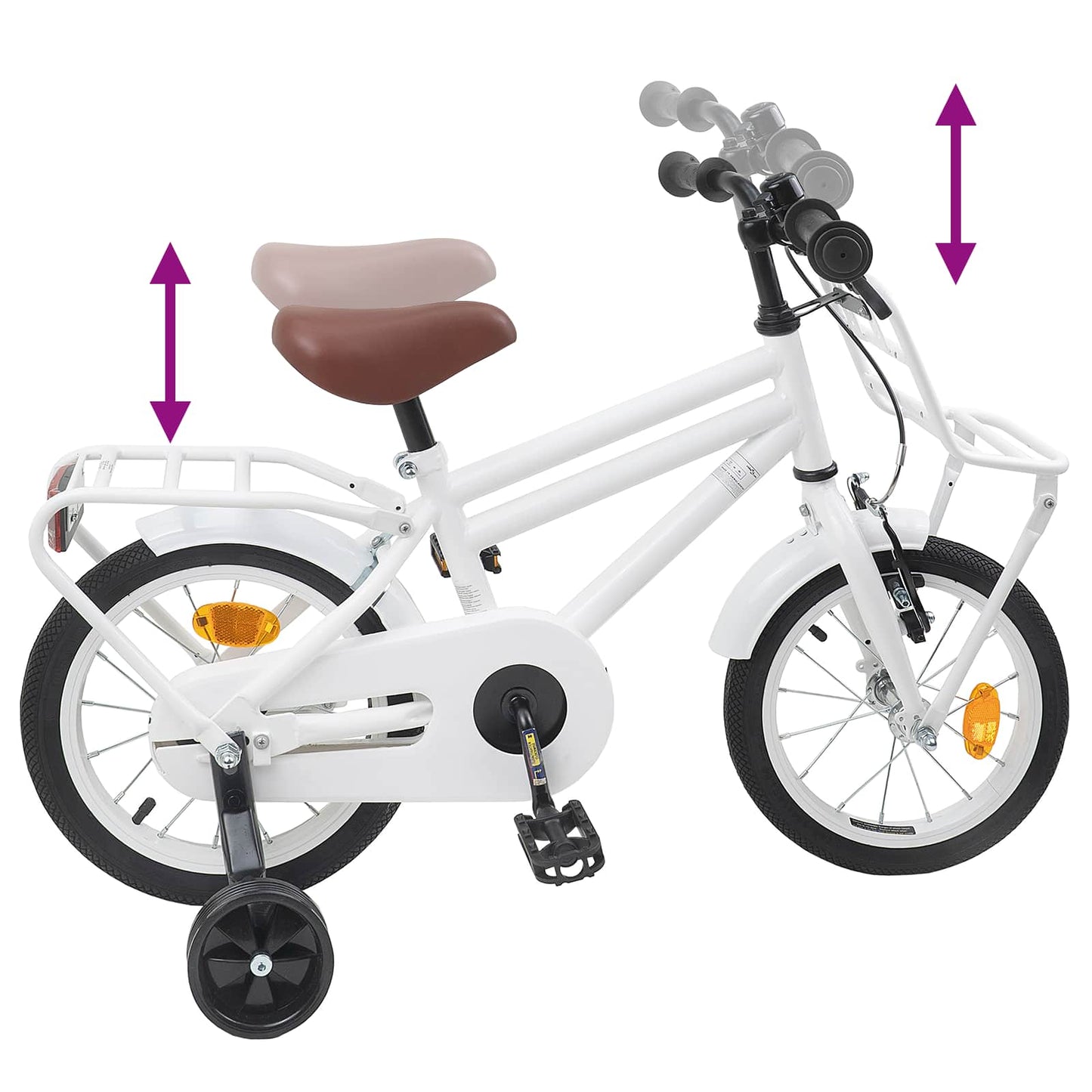Børnecykel 14 tommer anbefalet til 3-5 år gammel Hvid