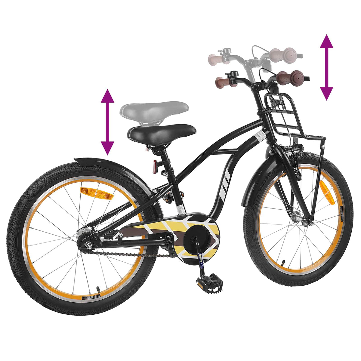 Børnecykel 20 tommer til børn i alderen 6-11 år Sort