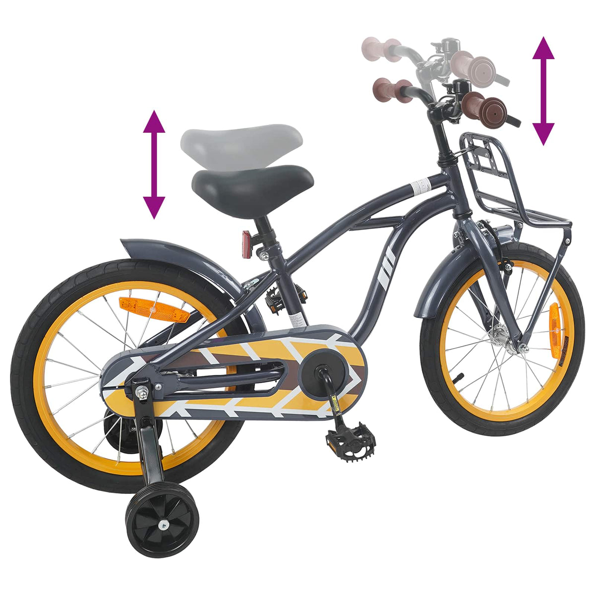 Børnecykel 16 tommer til 4-6 år gamle Mørkegrå