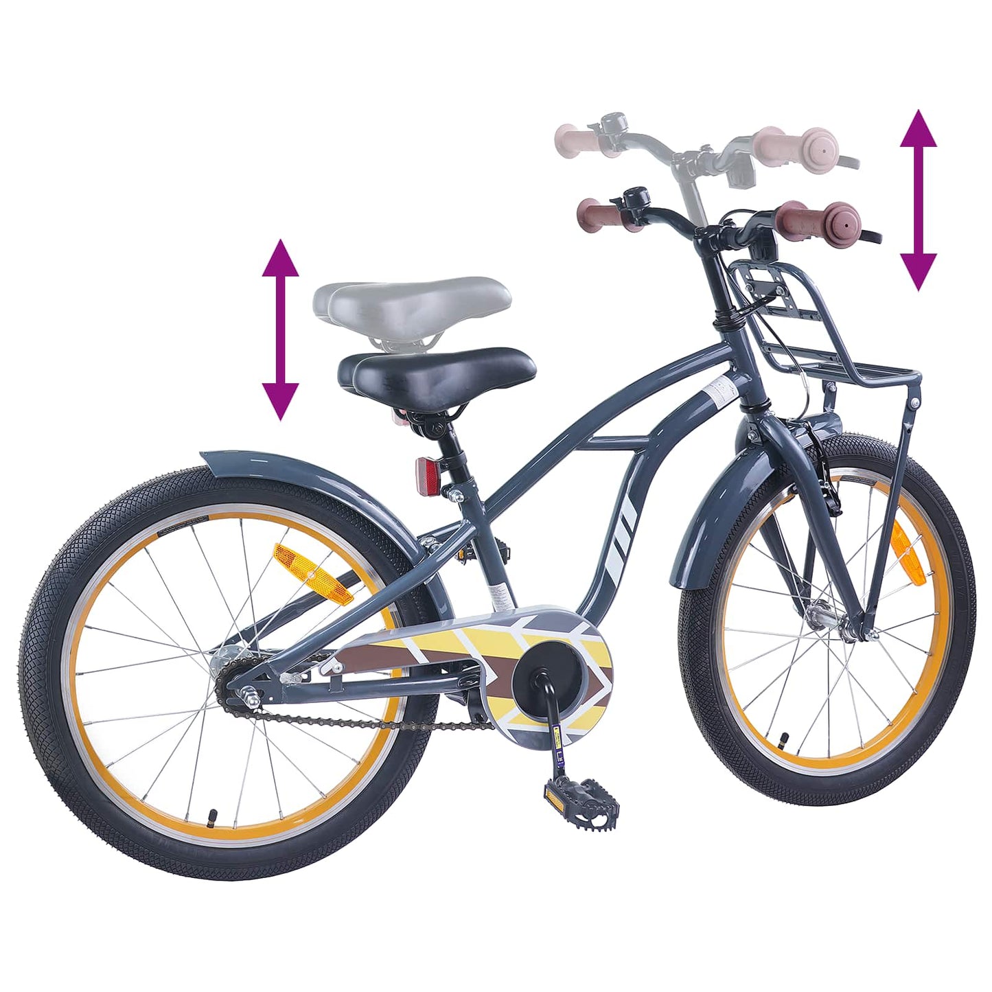 Børnecykel 18 tommer til 5-7 år gammel Mørkegrå