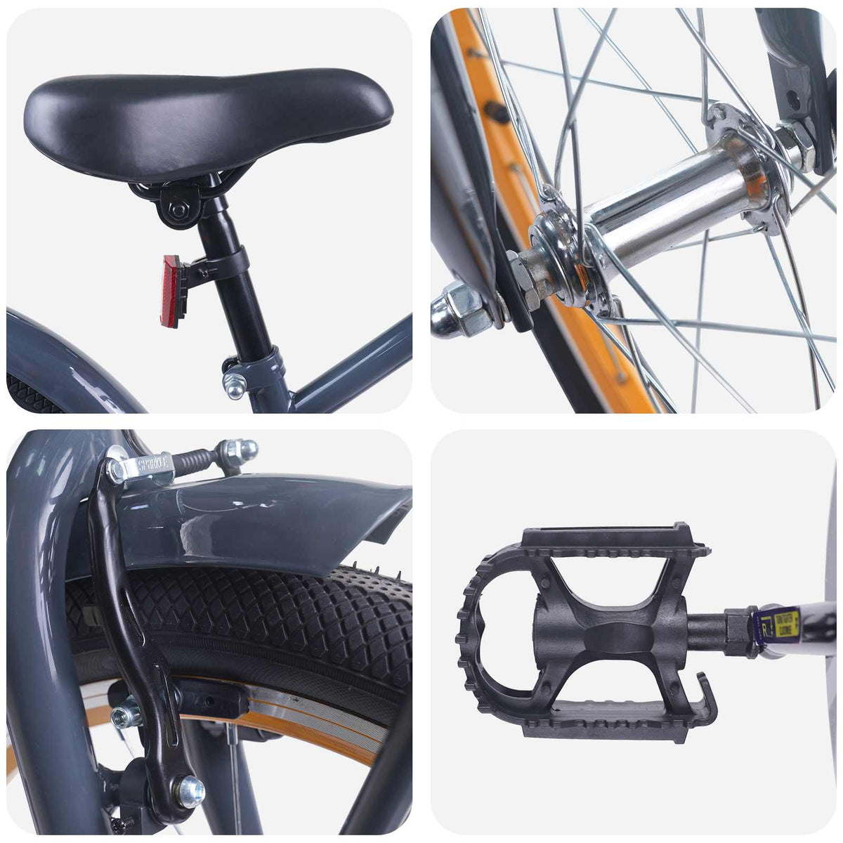 Børnecykel 20 tommer til børn i alderen 6-11 år Mørkegrå