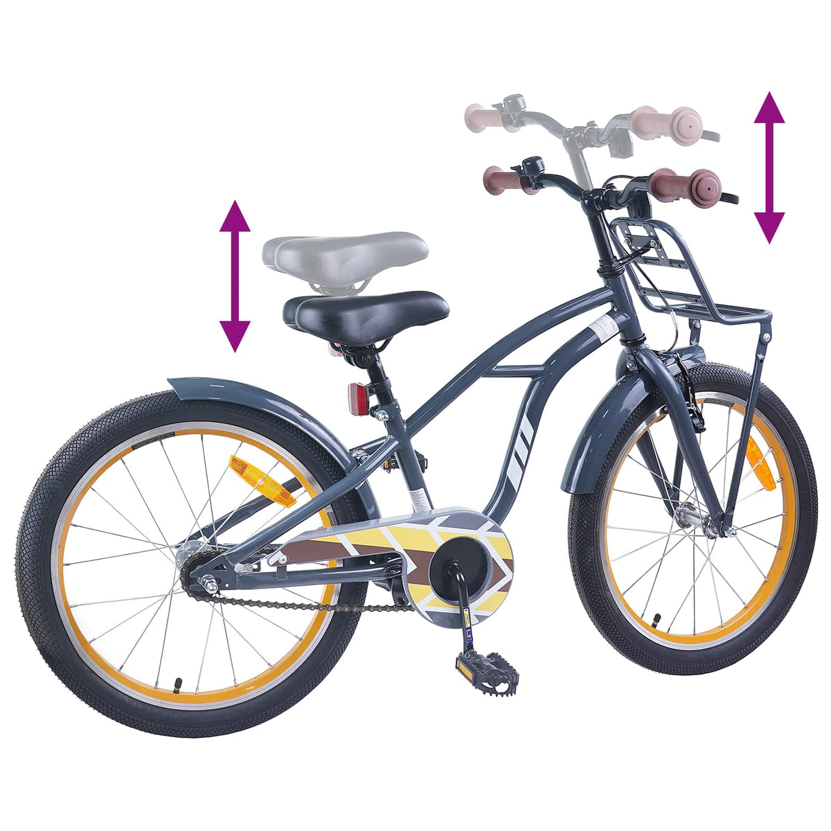 Børnecykel 22 tommer til 7-12 år gammel Mørkegrå