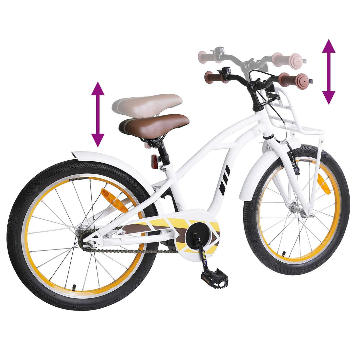 Børnecykel 18 tommer til 5-7 år gammel Hvid