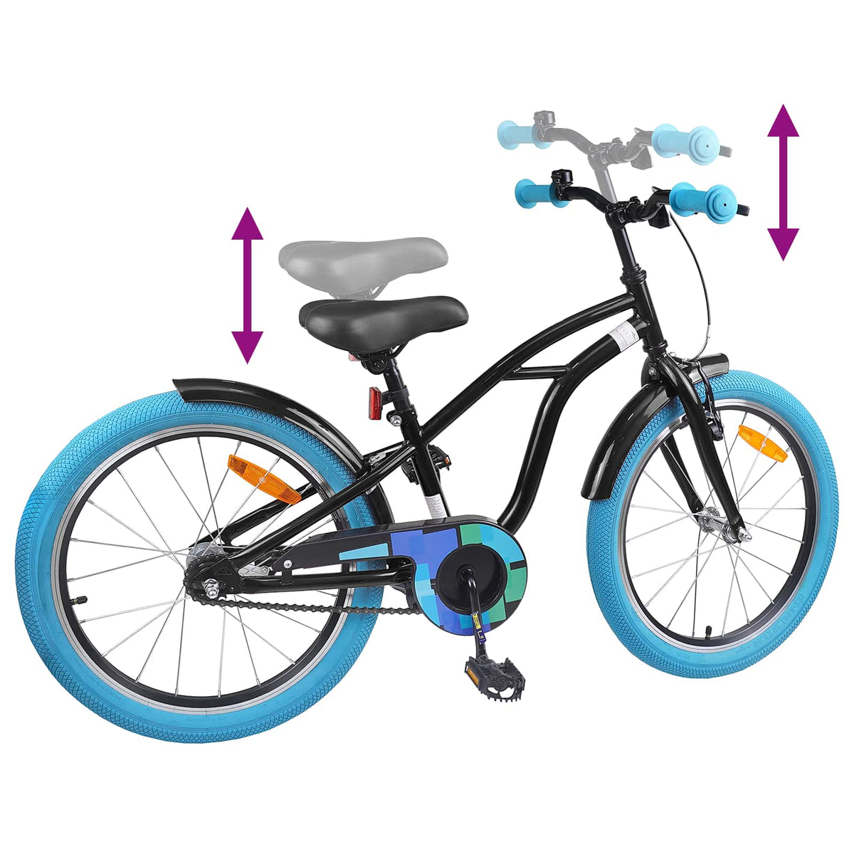 Børnecykel 18 tommer til 5-7 år gammel Sort