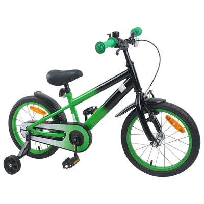 Børnecykel 16 tommer til 4-6 år gamle Grøn Sort
