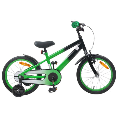 Børnecykel 16 tommer til 4-6 år gamle Grøn Sort