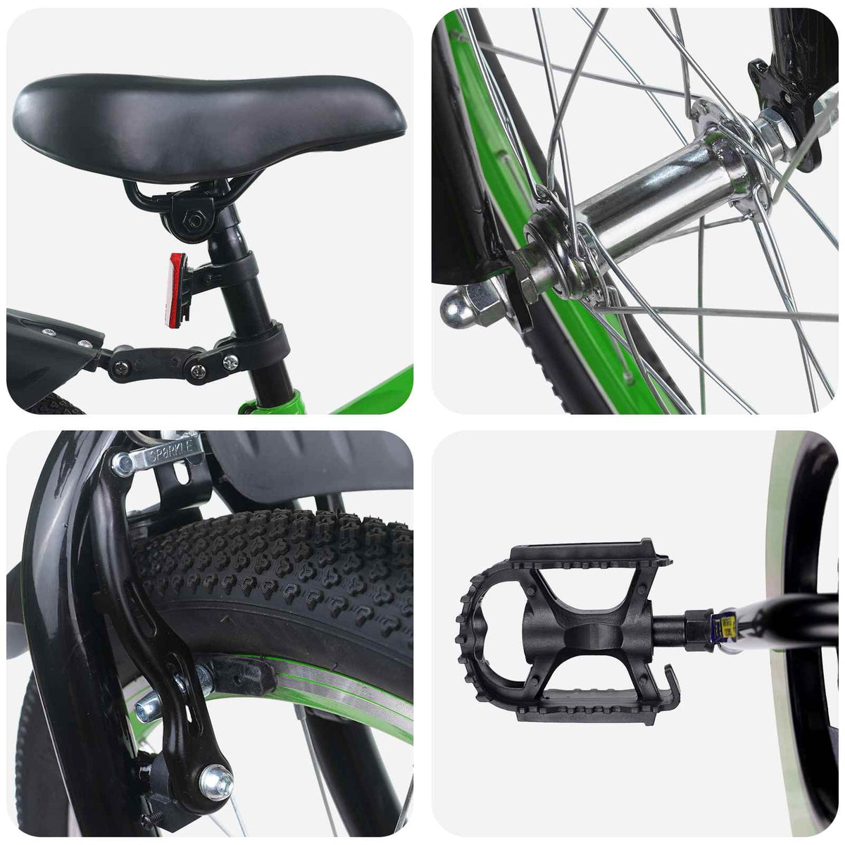 Børnecykel 20 tommer til børn i alderen 6-11 år Grøn Sort