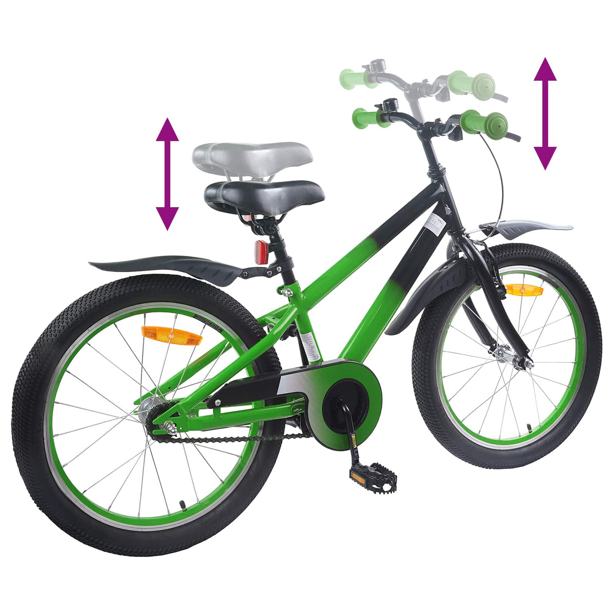 Børnecykel 20 tommer til børn i alderen 6-11 år Grøn Sort