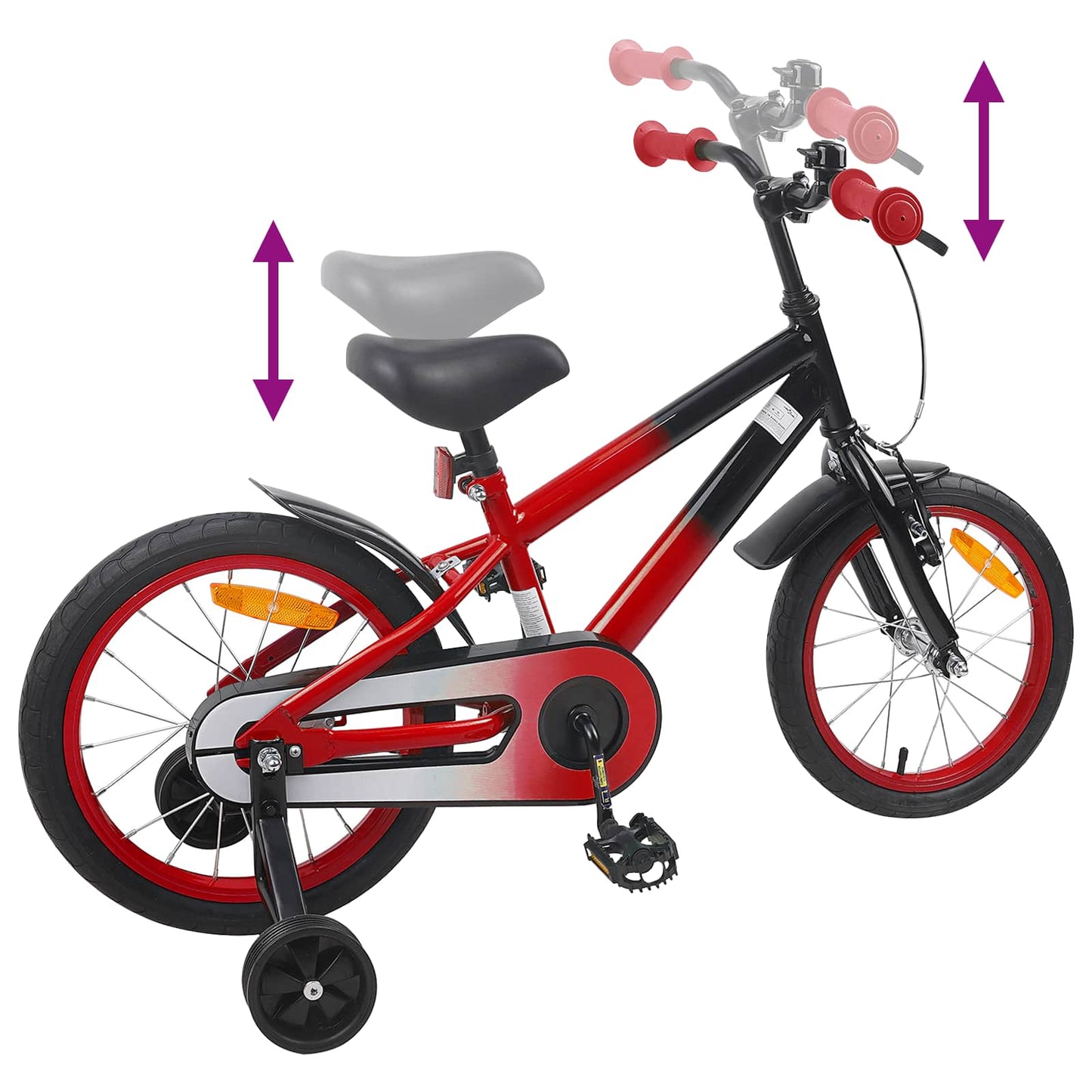 Børnecykel 16 tommer til 4-6 år gamle Rød Sort