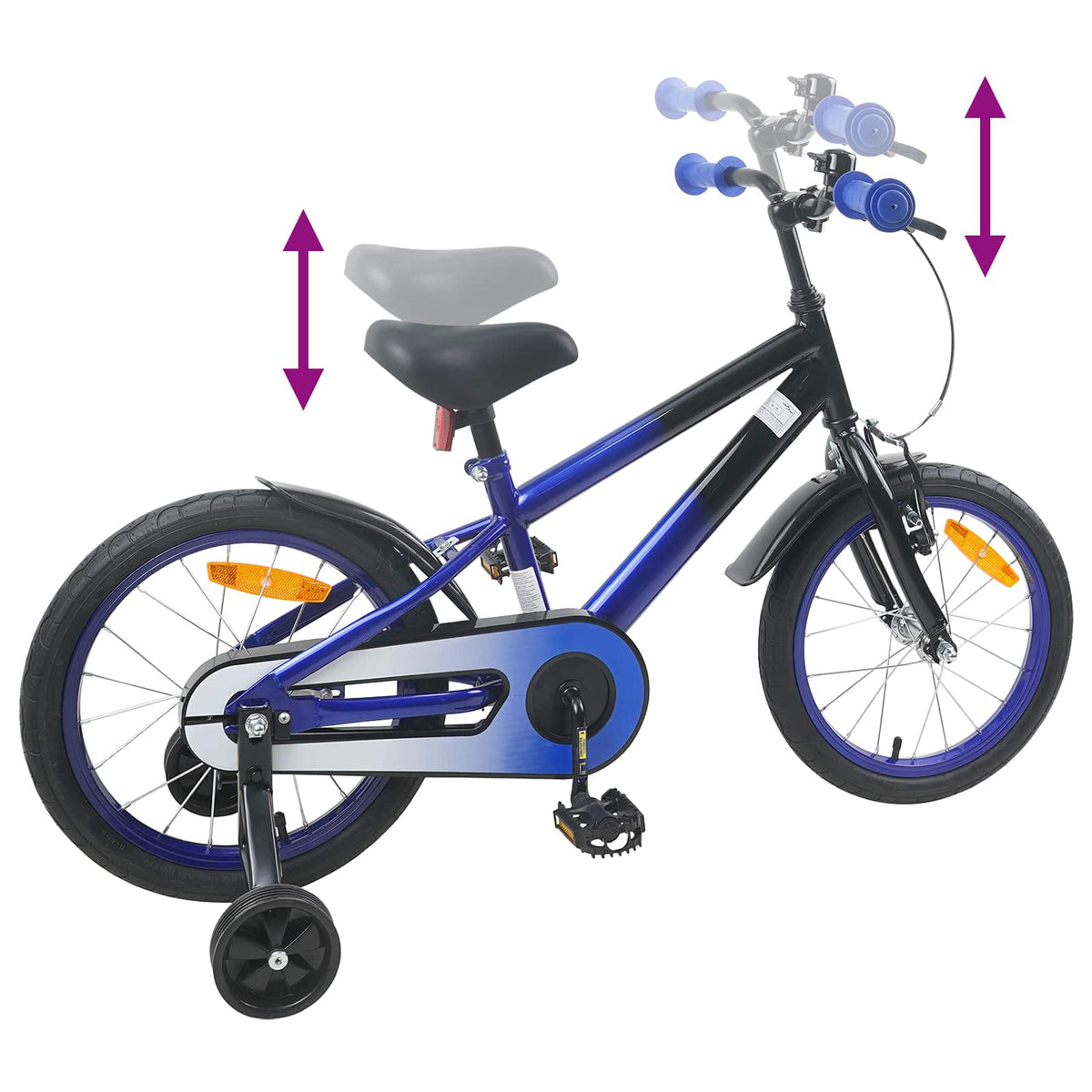 Børnecykel 16 tommer til 4-6 år gamle Blå Sort