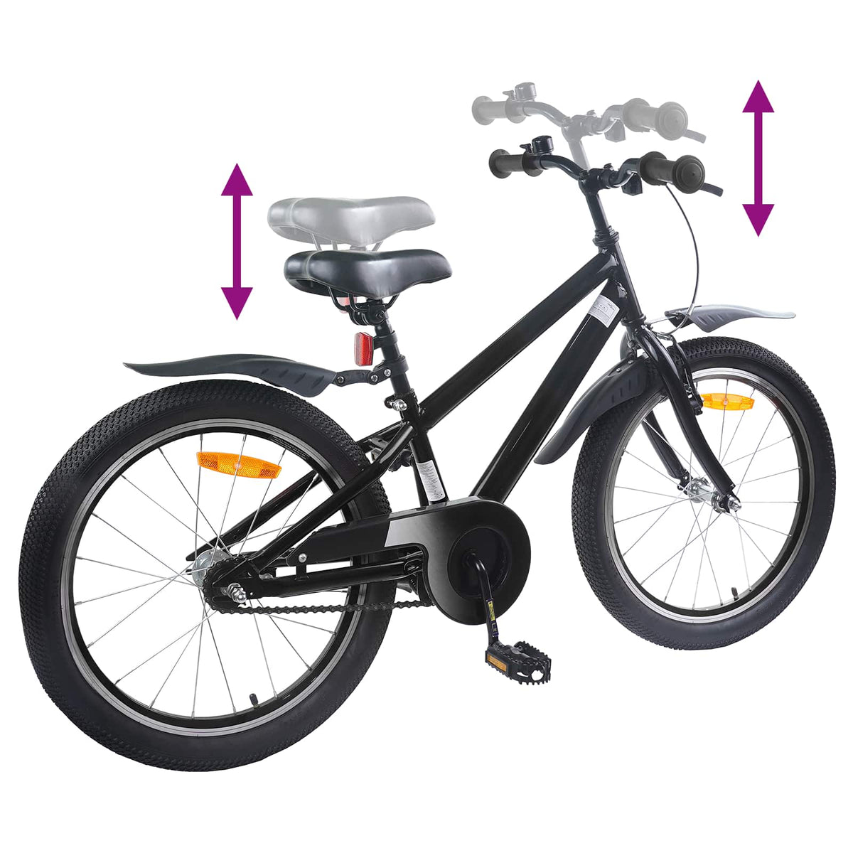 Børnecykel 20 tommer til børn i alderen 6-11 år Sort