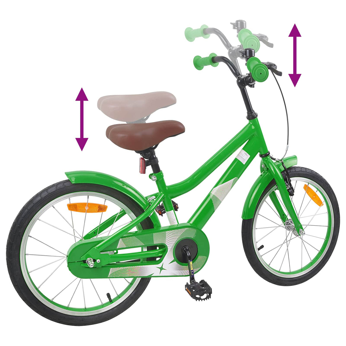 Børnecykel 18 tommer til 5-7 år gammel Grøn