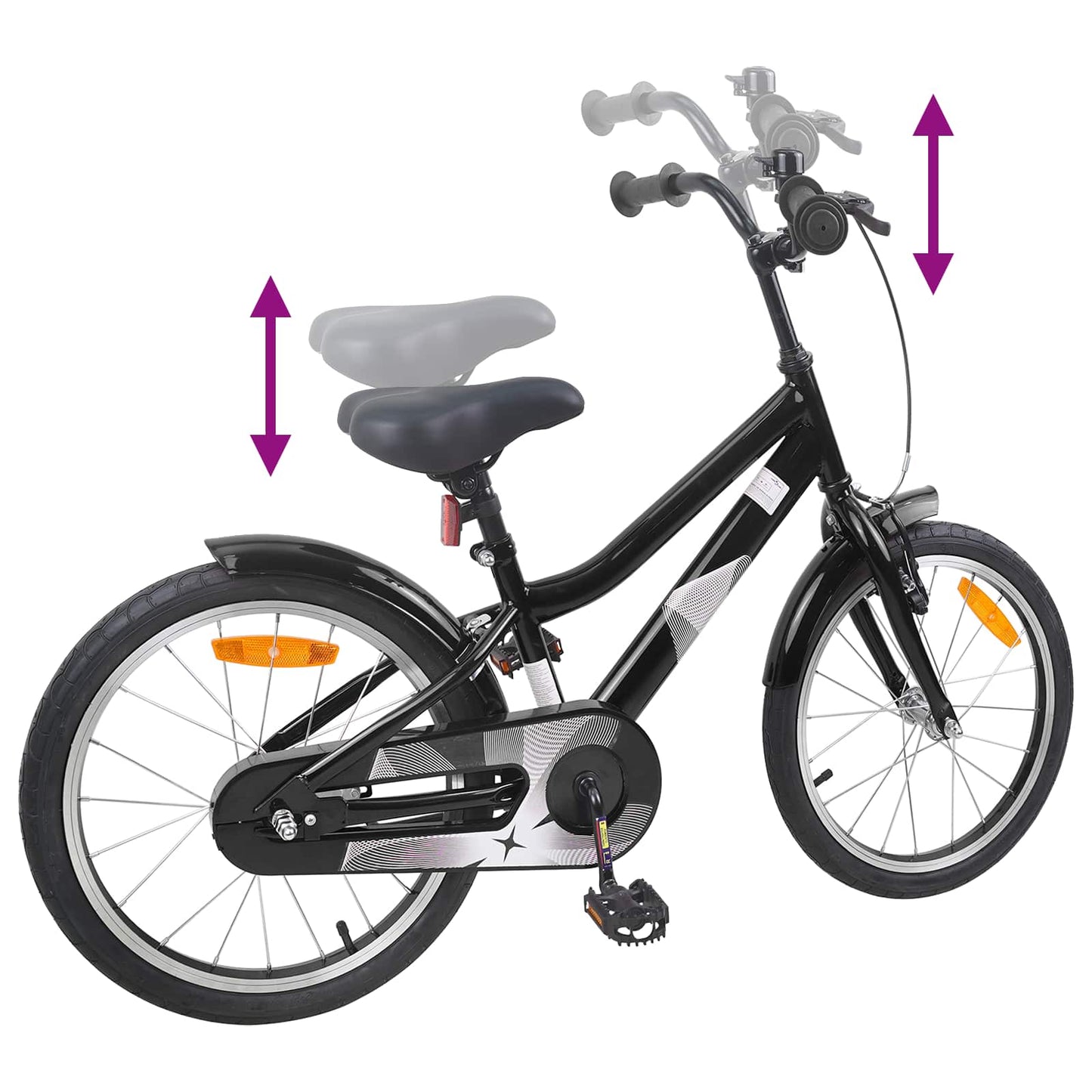 Børnecykel 18 tommer til 5-7 år gammel Sort