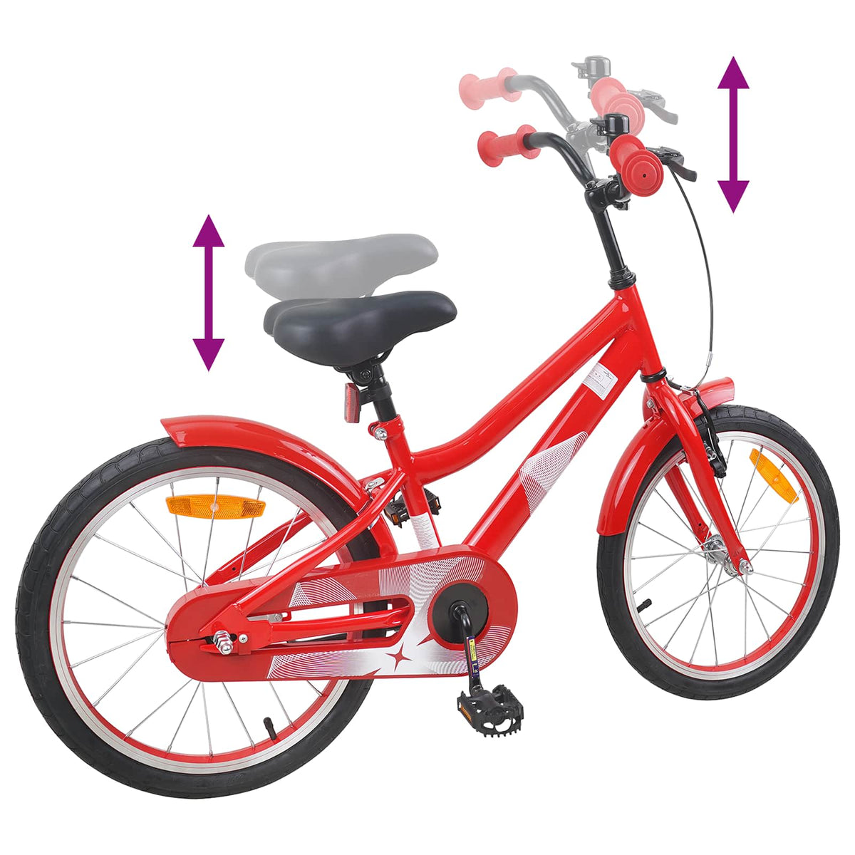 Børnecykel 18 tommer til 5-7 år gammel Rød