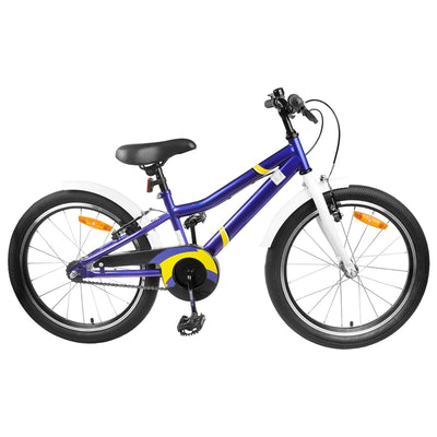 Børnecykel 18 tommer til 5-7 år gammel Blå hvid