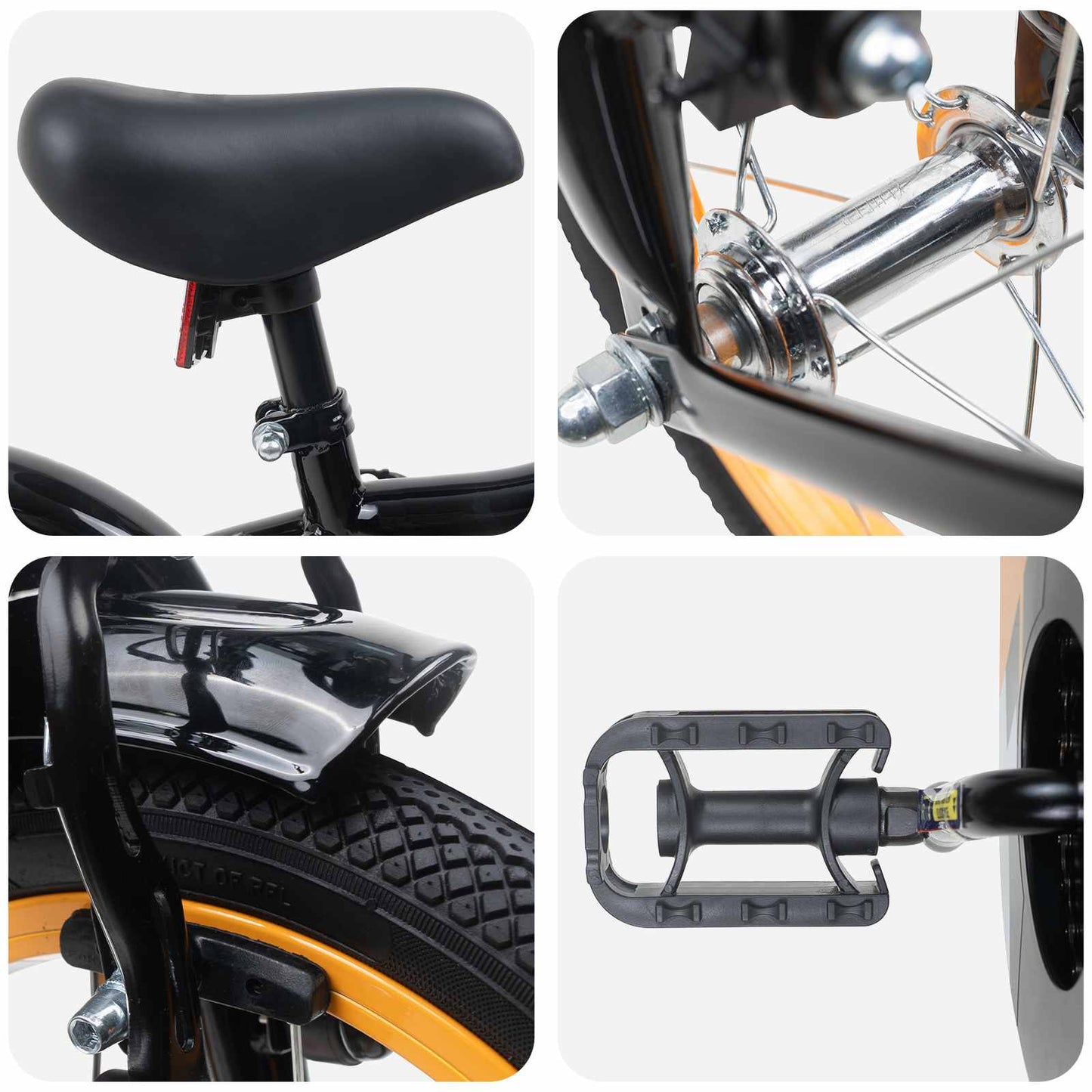 Børnecykel 12 tommer til 2-4 år gamle Orange Sort