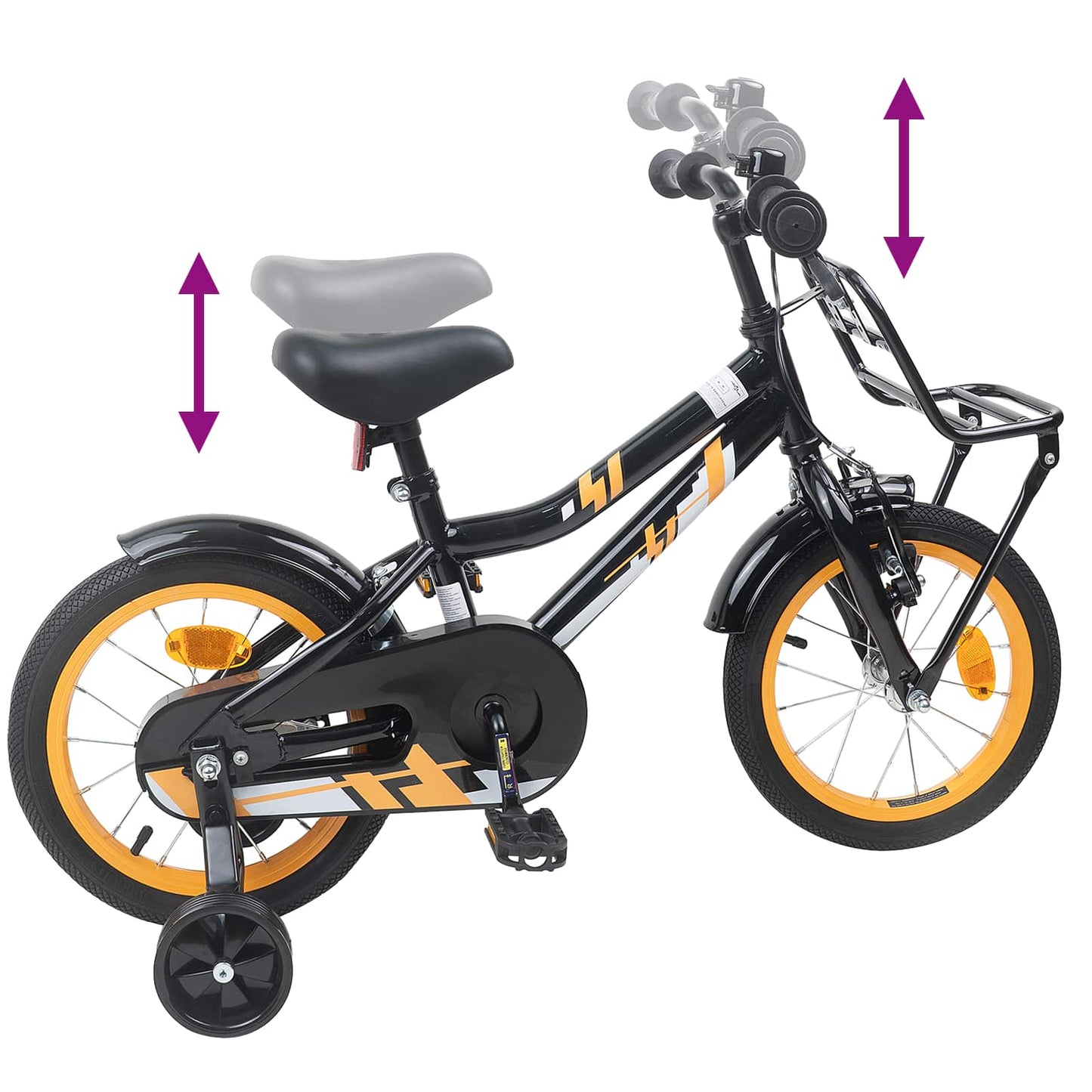 Børnecykel 12 tommer til 2-4 år gamle Orange Sort