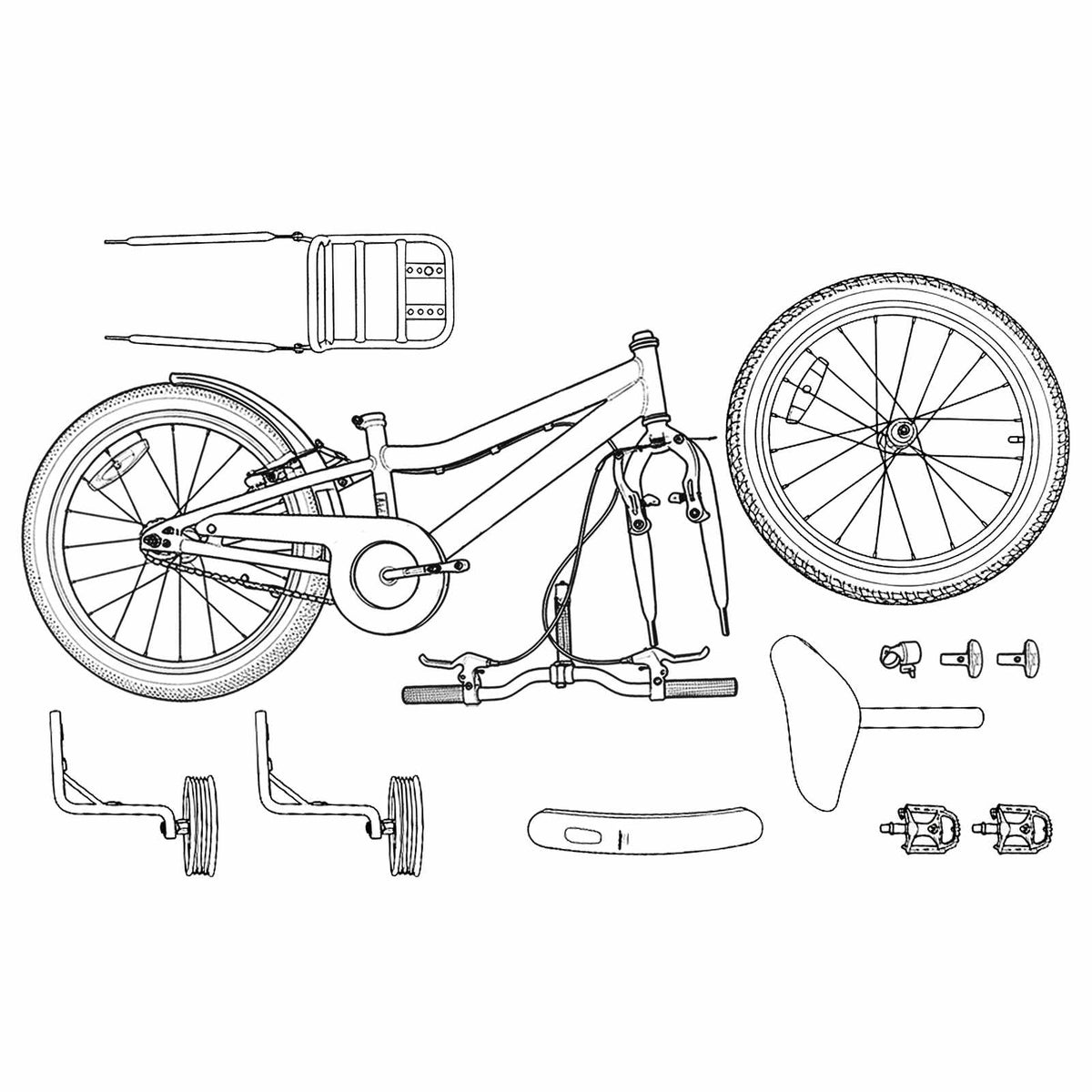 Børnecykel 16 tommer til 4-6 år gamle Orange Sort