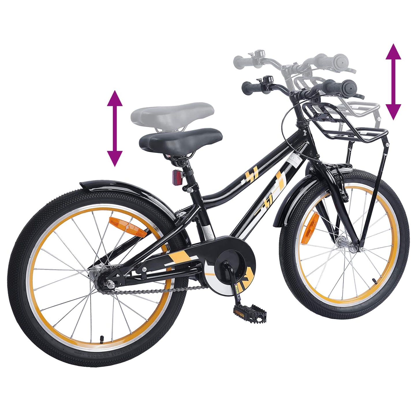 Børnecykel 18 tommer til 5-7 år gammel Orange Sort