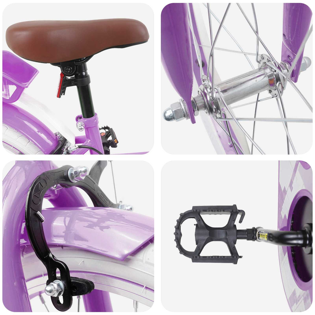 Børnecykel 18 tommer til 5-7 år gammel Lilla
