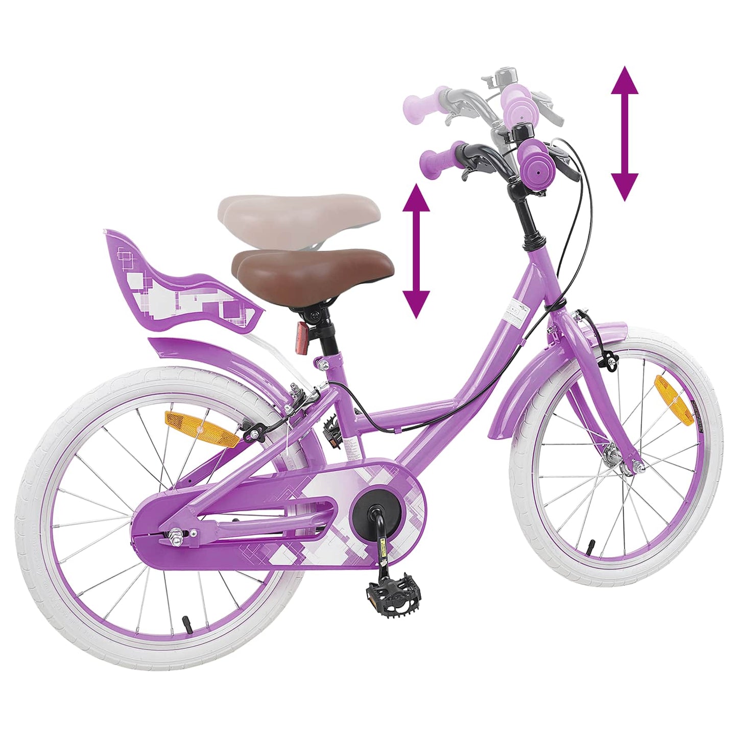 Børnecykel 18 tommer til 5-7 år gammel Lilla