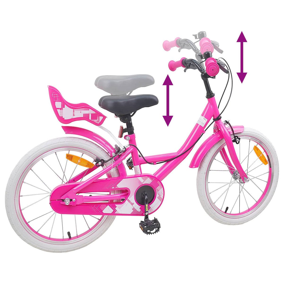 Børnecykel 18 tommer til 5-7 år gammel Lyserød