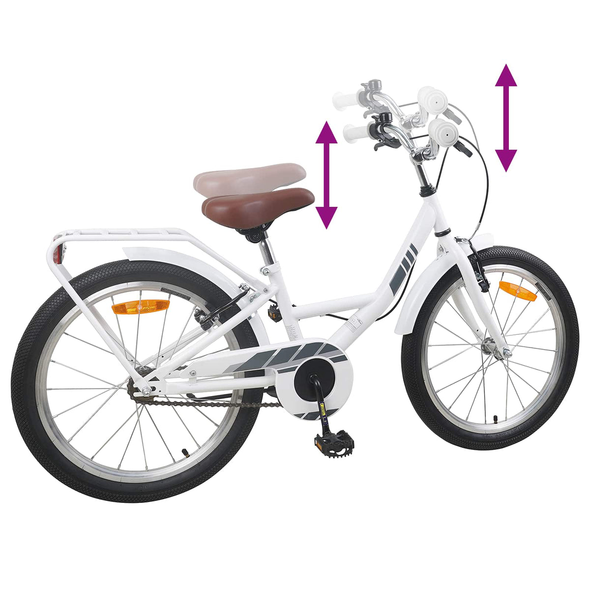Børnecykel 18 tommer til 5-7 år gammel Hvid