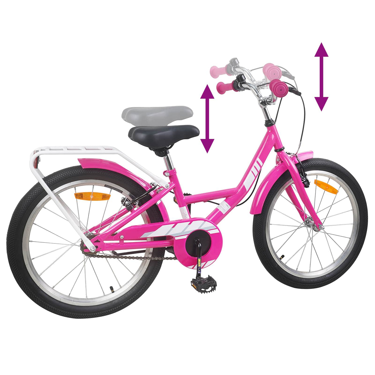 Børnecykel 18 tommer til 5-7 år gammel Lyserød