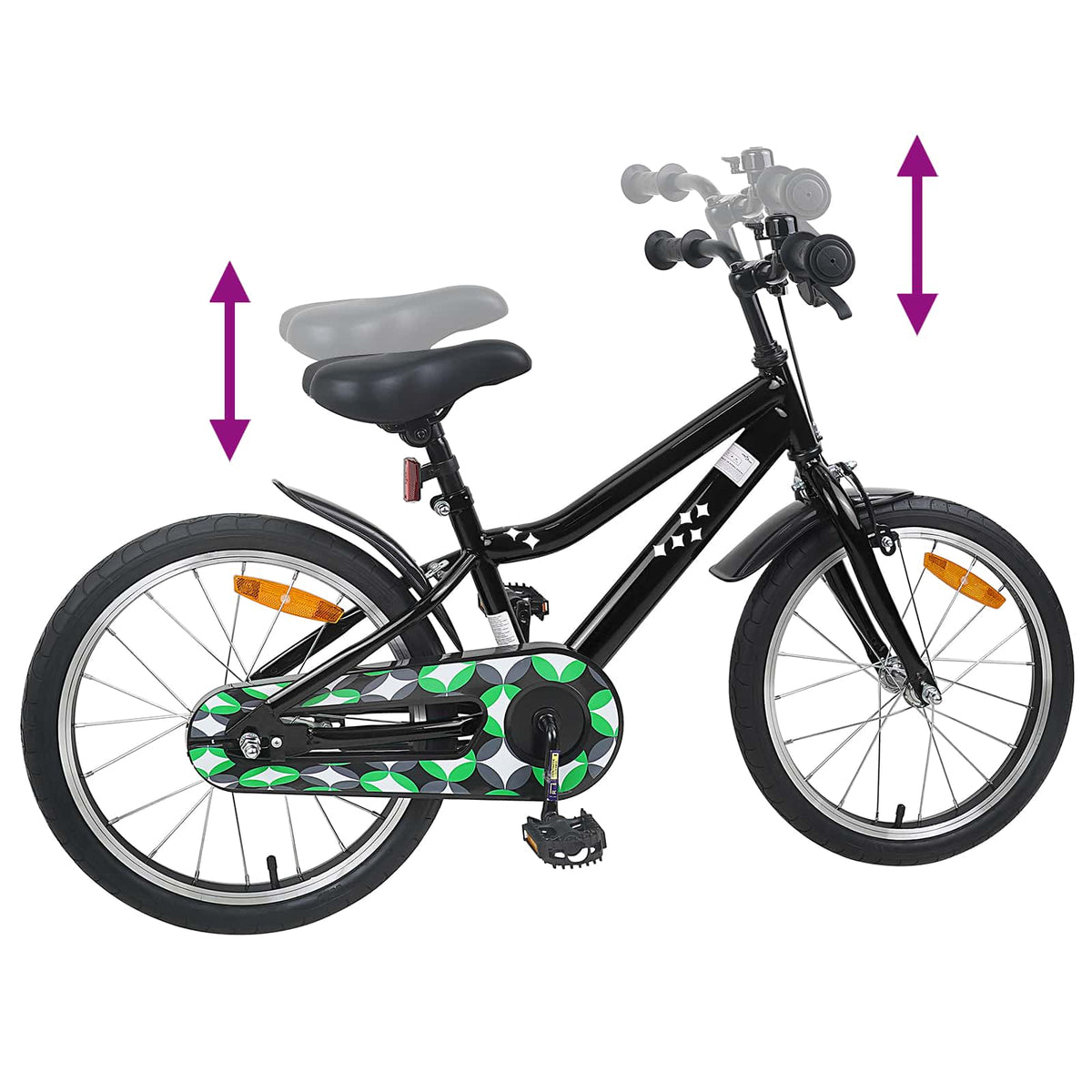 Børnecykel 18 tommer til 5-7 år gammel Sort