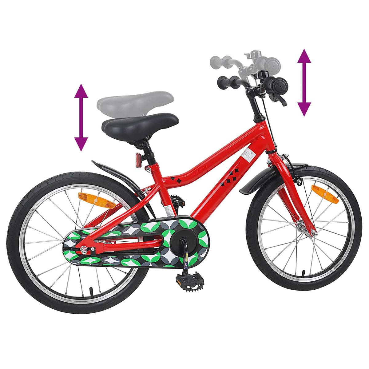 Børnecykel 18 tommer til 5-7 år gammel Rød
