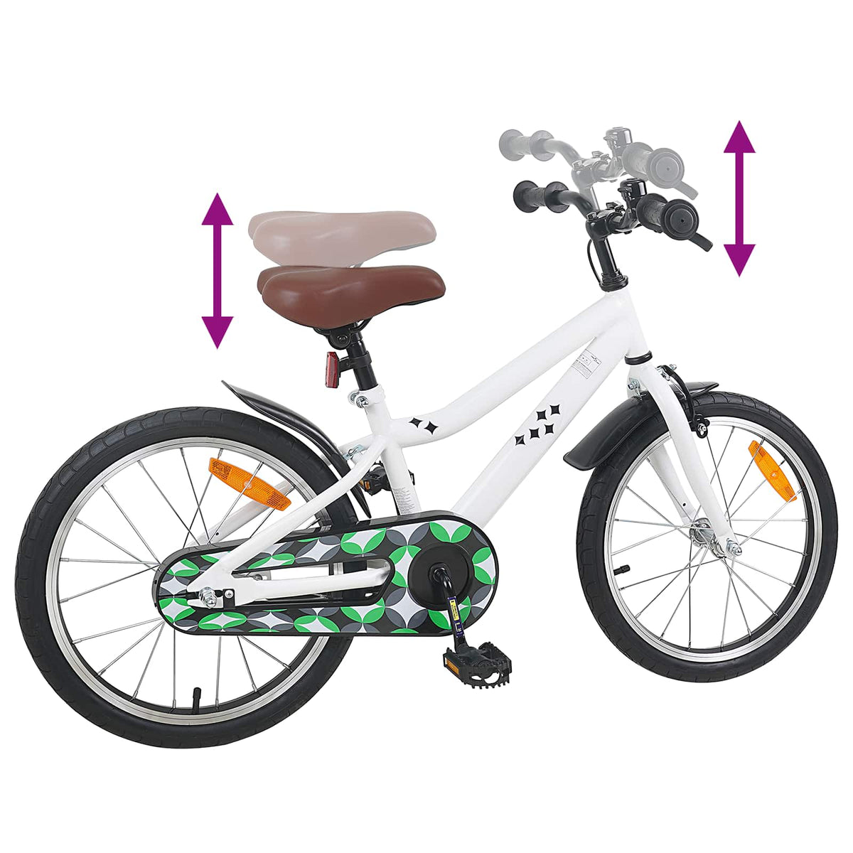 Børnecykel 18 tommer til 5-7 år gammel Hvid