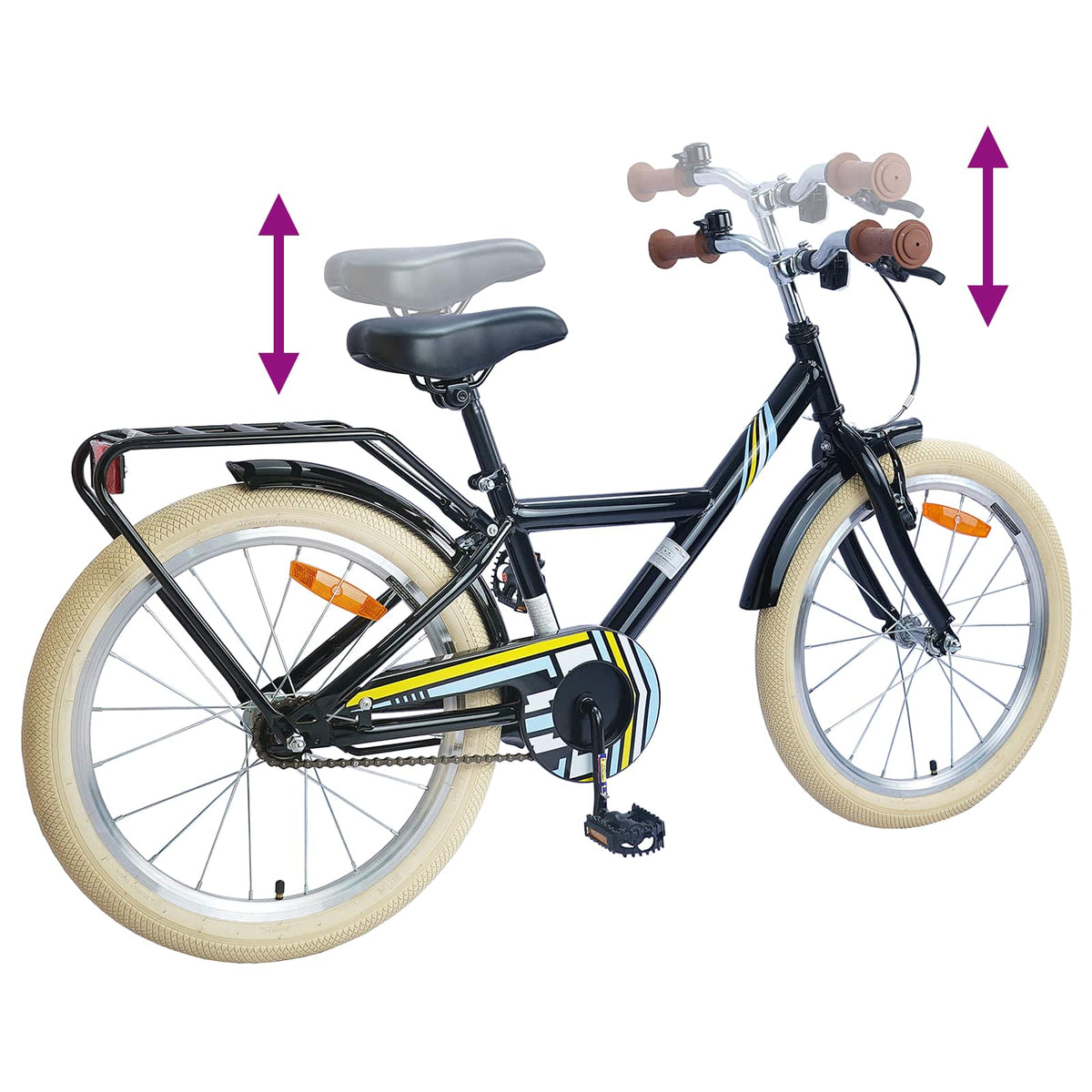 Børnecykel 20 tommer til børn i alderen 6-11 år Sort