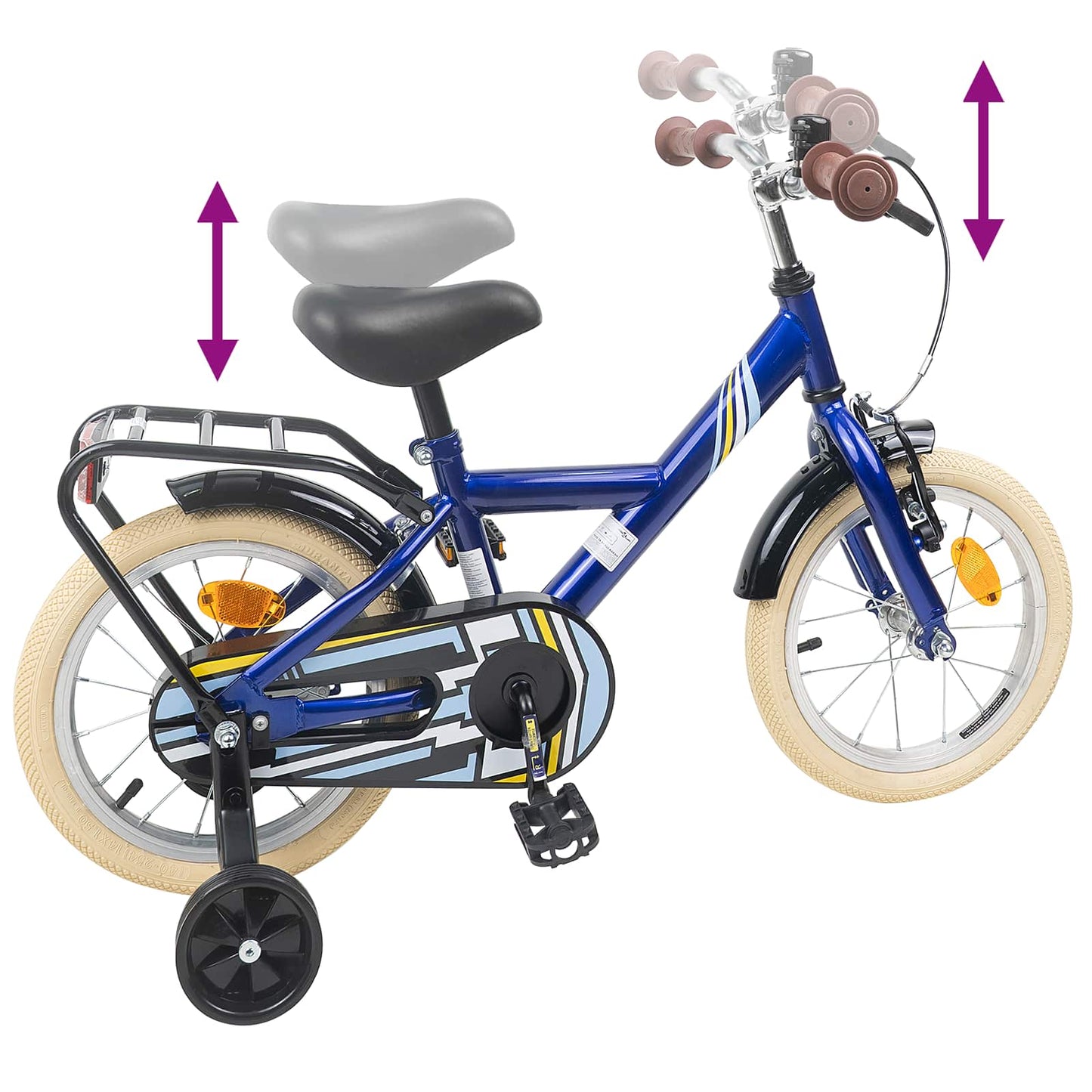Børnecykel 14 tommer anbefalet til 3-5 år gammel Mørk blå