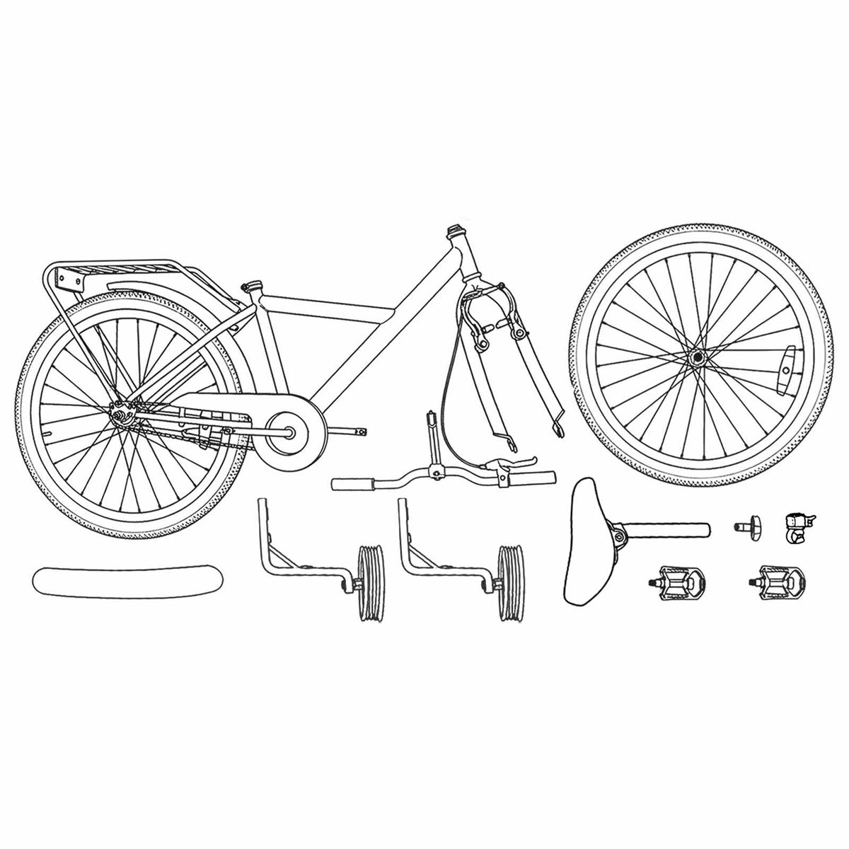 Børnecykel 14 tommer anbefalet til 3-5 år gammel Hvid