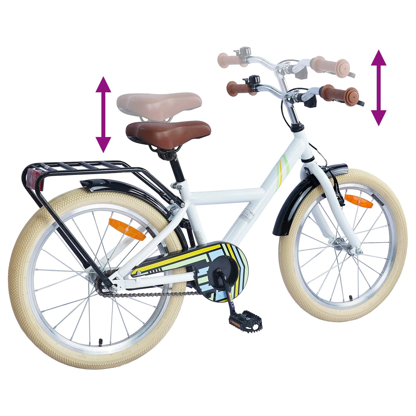 Børnecykel 18 tommer til 5-7 år gammel Hvid