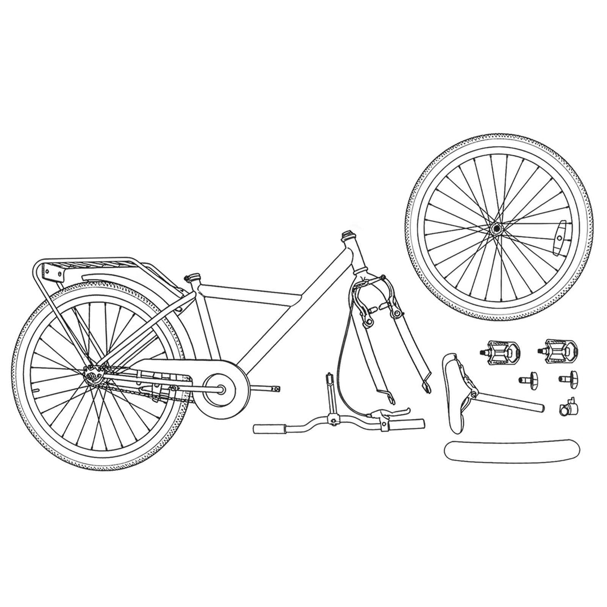 Børnecykel 18 tommer til 5-7 år gammel Hvid