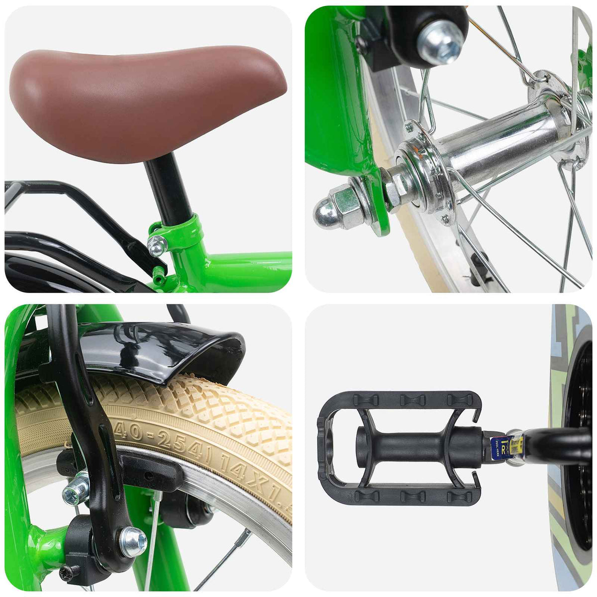 Børnecykel 14 tommer anbefalet til 3-5 år gammel Grøn