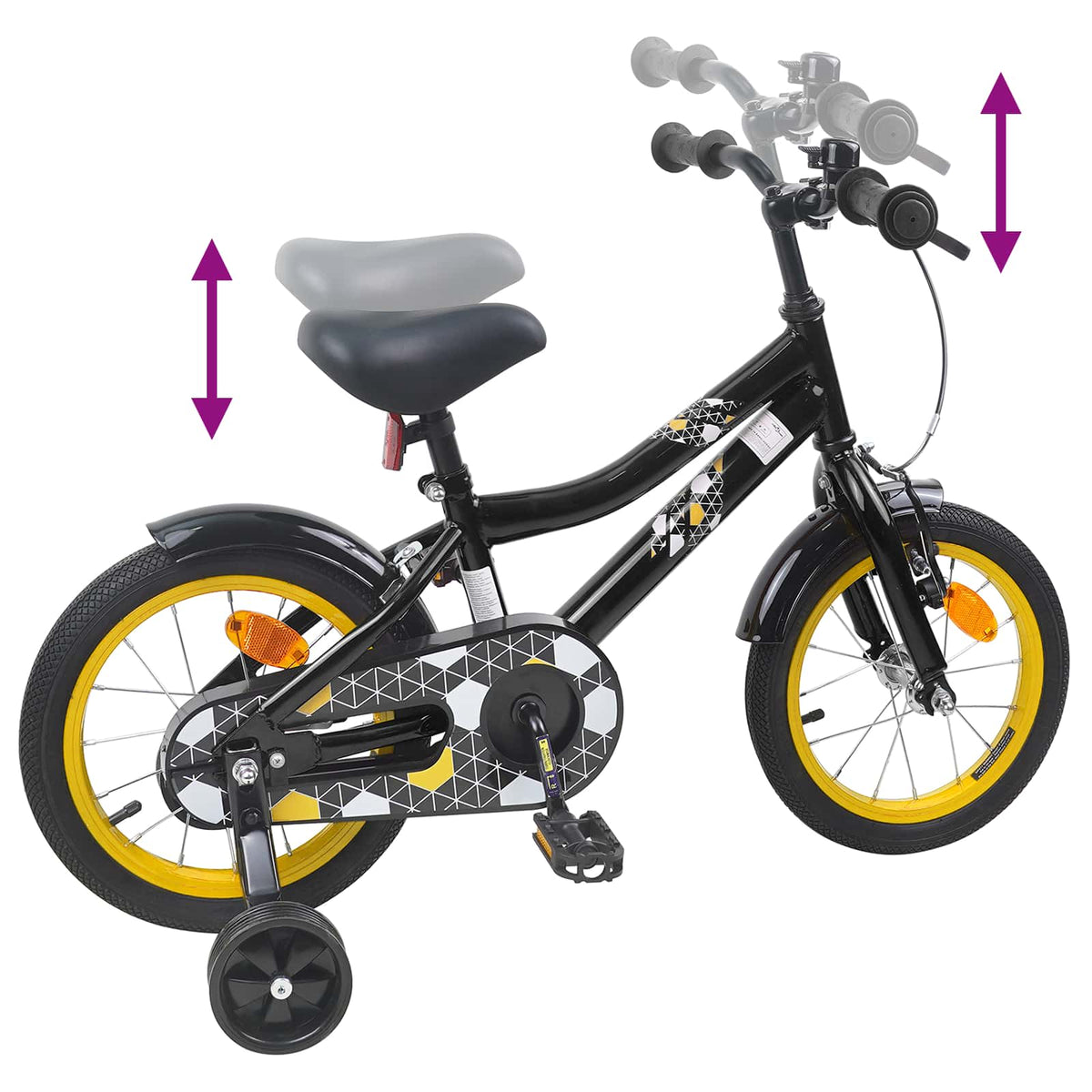 Børnecykel 12 tommer til 2-4 år gamle Sort